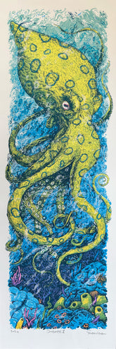 Seabeast V - 12x36 Hand-Printed Silkscreen Art